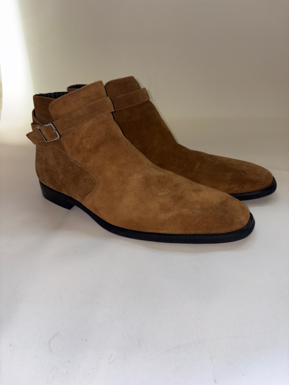 Karl Lagerfeld Tan Suede Chukka Boots with Side Buckle Size 12
